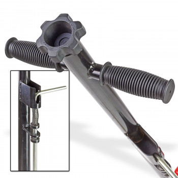 Der gummierte Griff des Profi-Wagenhebers