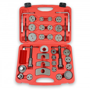 Bremskolbenrücksteller Inhalt mit Winkelschlüssel und Splinttreiber