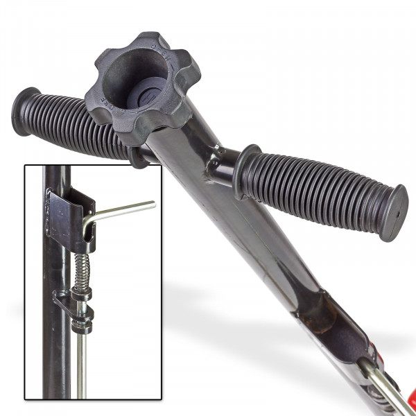 Der gummierte Griff des Profi-Wagenhebers