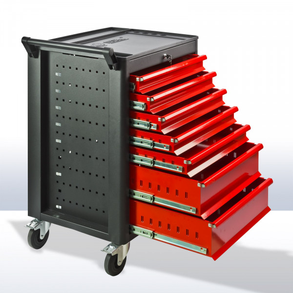 Seitliche Ansicht des SK Tools Profi Werkstattwagens