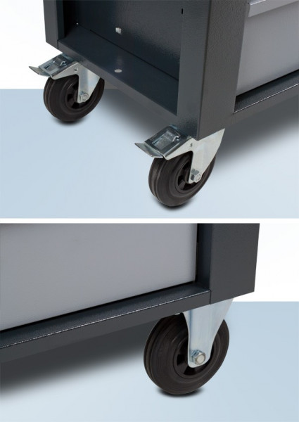 Die breiten Rollen des Wagens